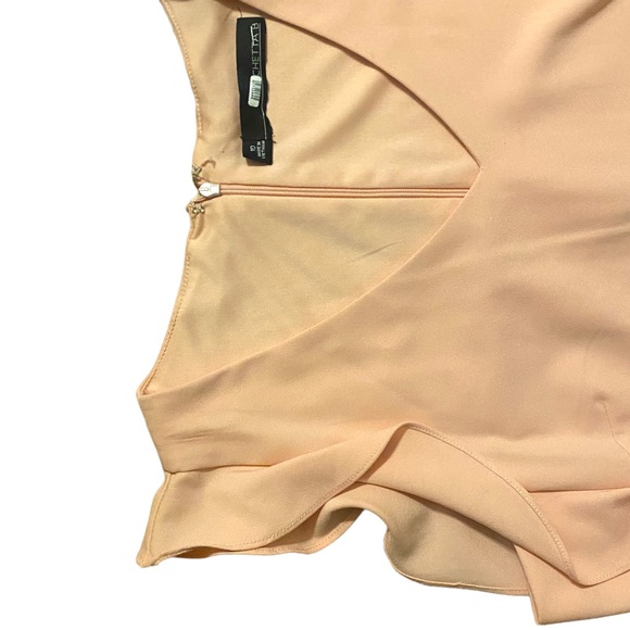 CHETTA B pink blush v-neck ruffle dress size 10 - Picture 5 of 6